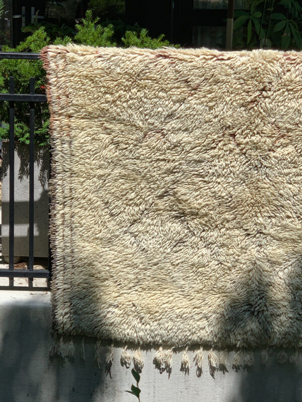 Beni Ourain rug. Heavy wool cream and terra cotta colored rug. 10' x 6". $2250. sku 142-13CC